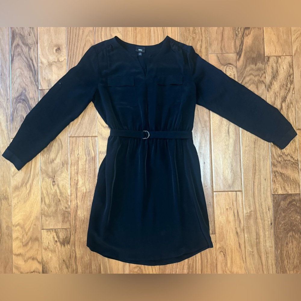 Belted Black Shirt Dress